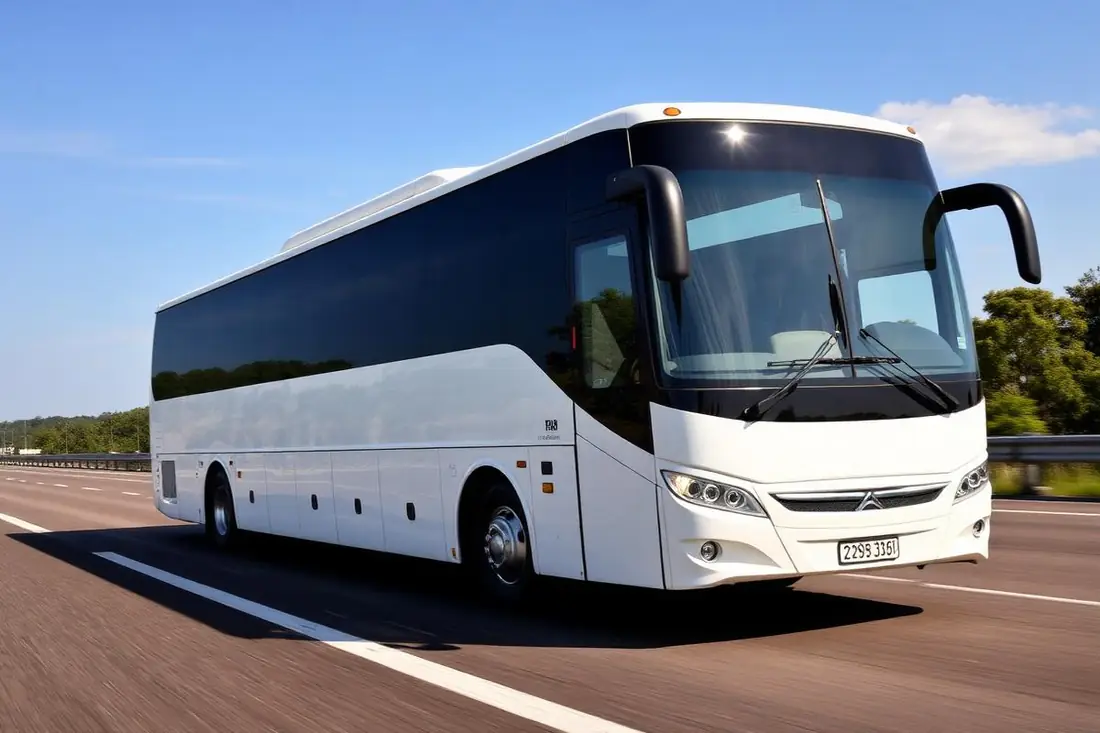 Van e micro-ônibus estacionados lado a lado mostrando a diferença de tamanho
